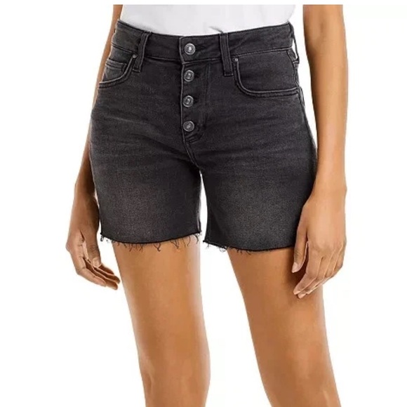 PAIGE Pants - PAIGE Women's Sarah Exposed‎ Button Fly Raw Hem Longline Short size 25